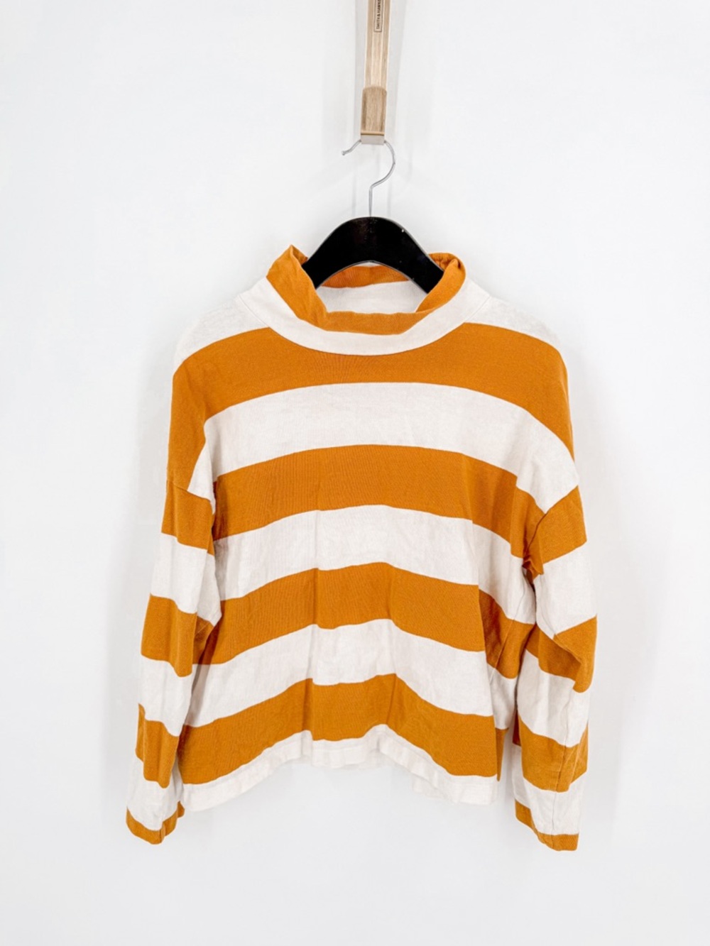Madewell Mustard and White Striped Long-Sleeve Top
